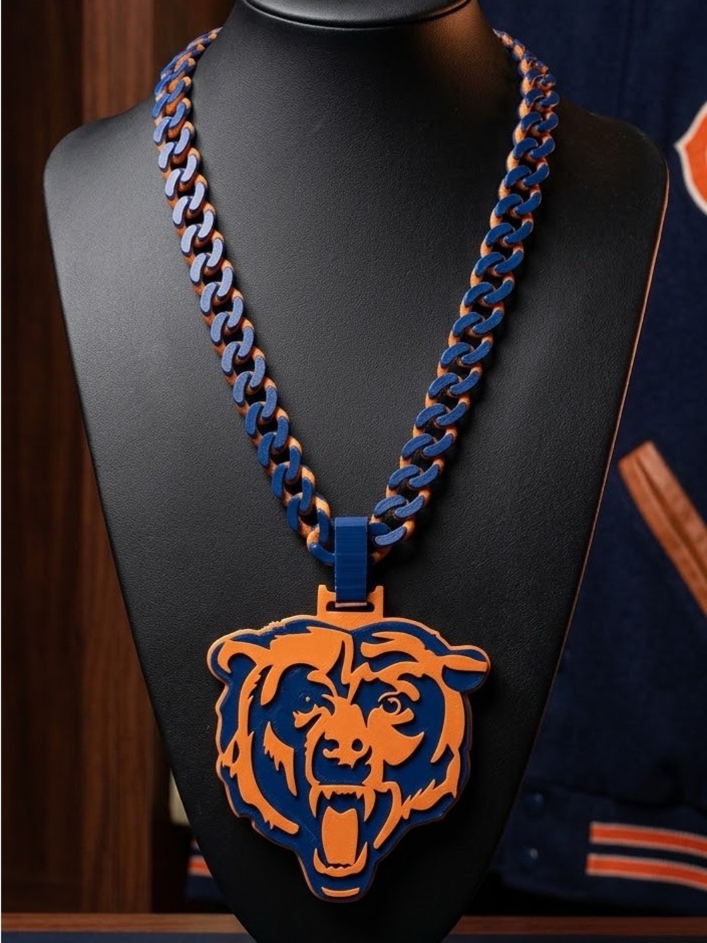 Chicago Bears 3D Printed Oversized Statement Chain & Logo Pendant Necklace